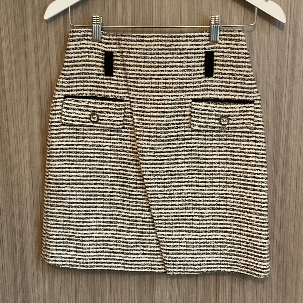 Elegant Black and White Tweed Skirt